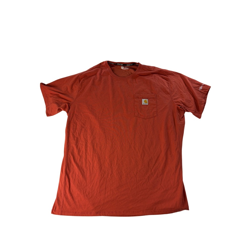 Carhartt T-Shirt Mens 2XL Force Relaxed Fit Pocket Short Sleeve Orange Workwear